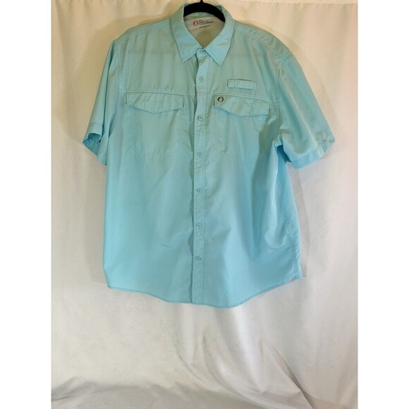 The American Outdoorsman Shirt XL Blue Button Up Short Sleeve Vented Fishing - Picture 3 of 10